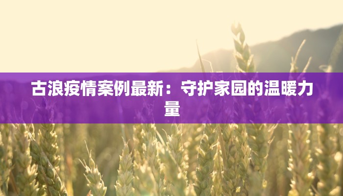 古浪疫情案例最新：守护家园的温暖力量